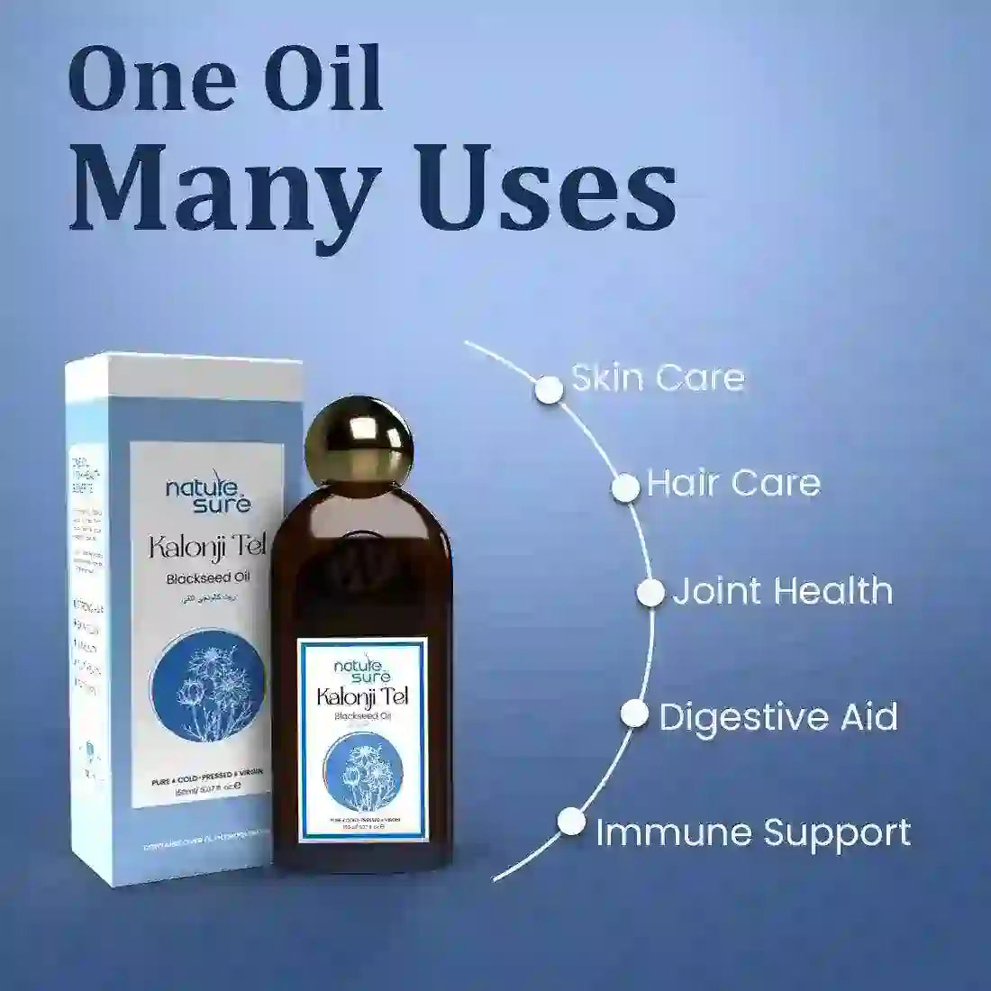 Nature Sure Kalonji Tel Cold-Pressed Black Seed Oil for Hair, Skin and Health - 150ml