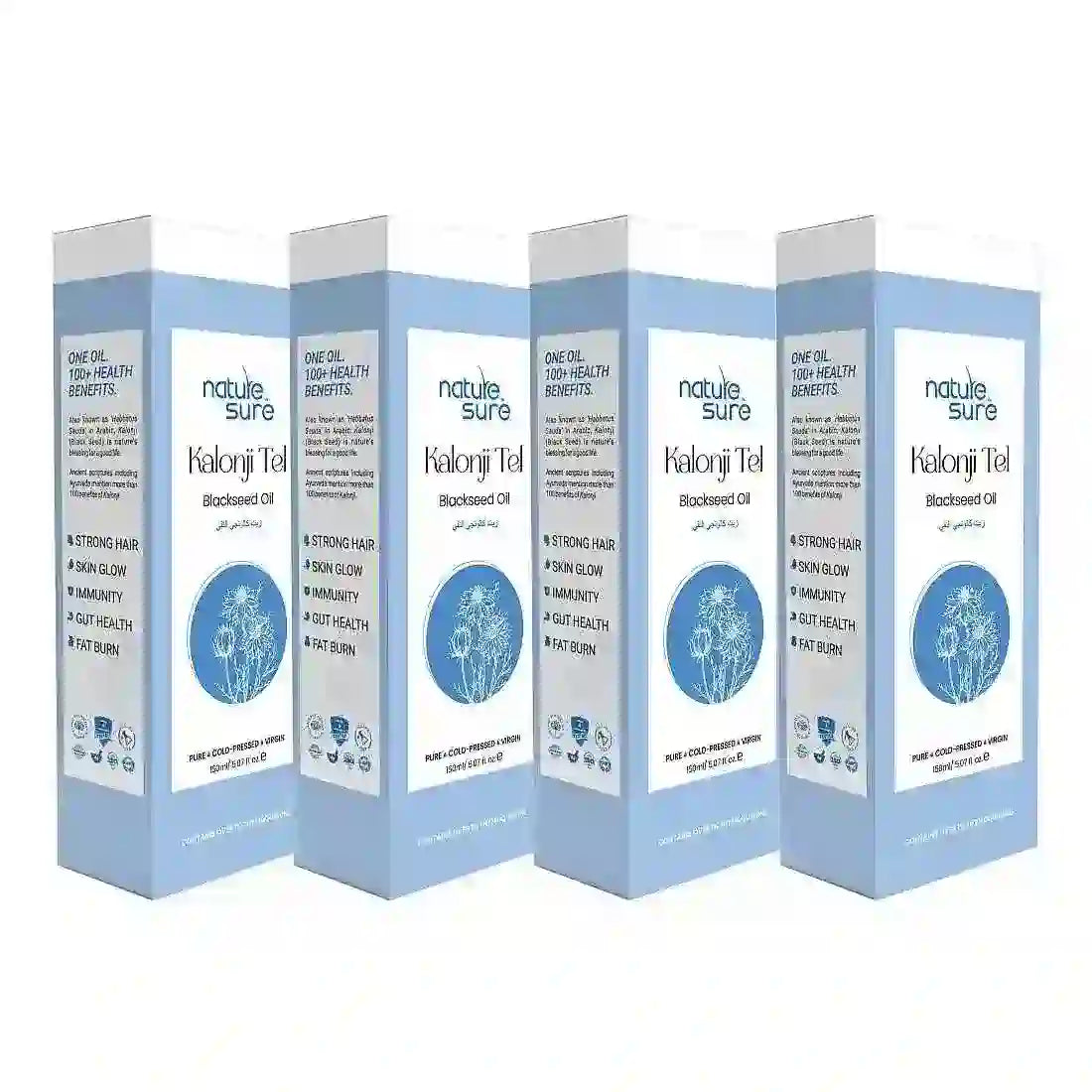 Nature Sure Kalonji Tel Cold-Pressed Black Seed Oil for Hair, Skin and Health - 150ml