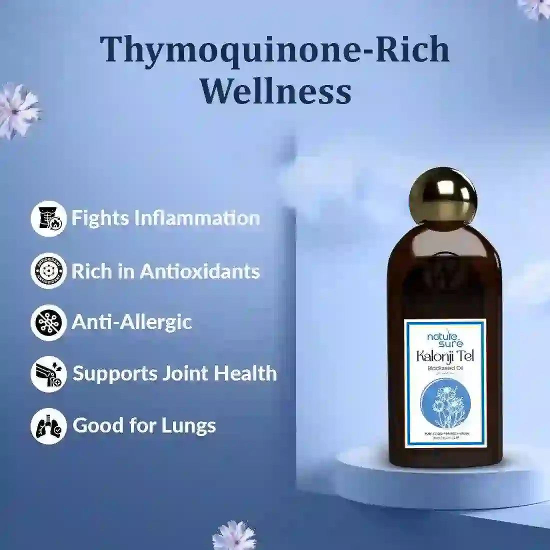 Nature Sure Kalonji Tel Cold-Pressed Black Seed Oil for Hair, Skin and Health - 150ml