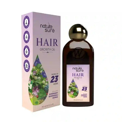Nature Sure Hair Growth Oil with Rosemary, Bhringraj and Henna For Natural Hair Darkening