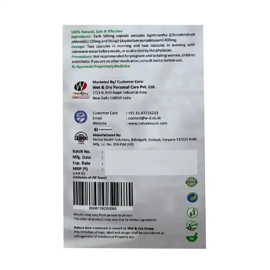 Nature Sure Agnimantha Weight Loss Formula For Men and Women (60 Capsules)