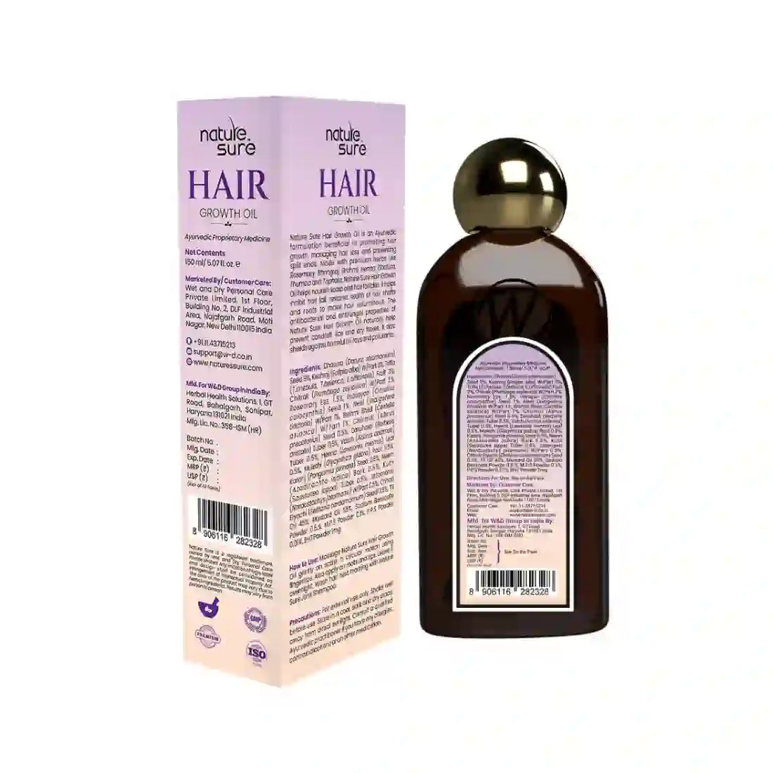 Nature Sure Hair Growth Oil with Rosemary, Bhringraj and Henna For Natural Hair Darkening