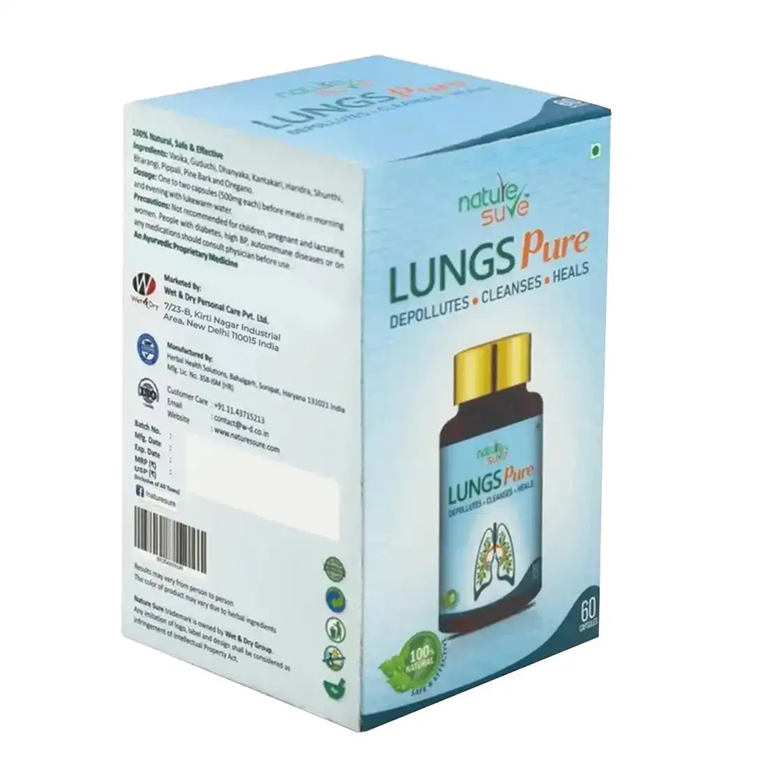 Nature Sure Lungs Pure Capsules for Protection Against Pollution, Smoke & Respiratory Health Problems