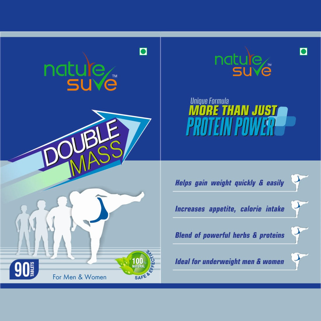 Nature Sure Double Mass Tablets Contain Herbal Extracts & Proteins to Help Gain Weight in Men & Women