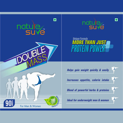 Nature Sure Double Mass Tablets Contain Herbal Extracts & Proteins to Help Gain Weight in Men & Women