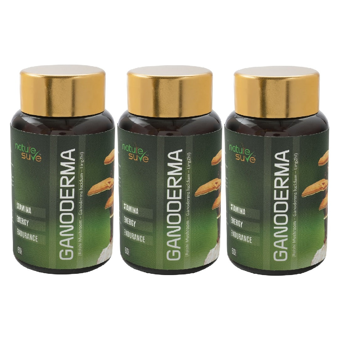 Nature Sure Ganoderma LingZhi Reishi Mushroom Capsules for Stamina and Endurance in Men & Women